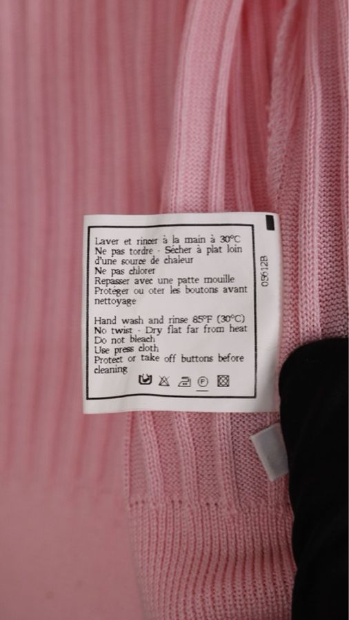 Chanel 97年粉蓝拼色羊毛两口袋针织开衫外套-14