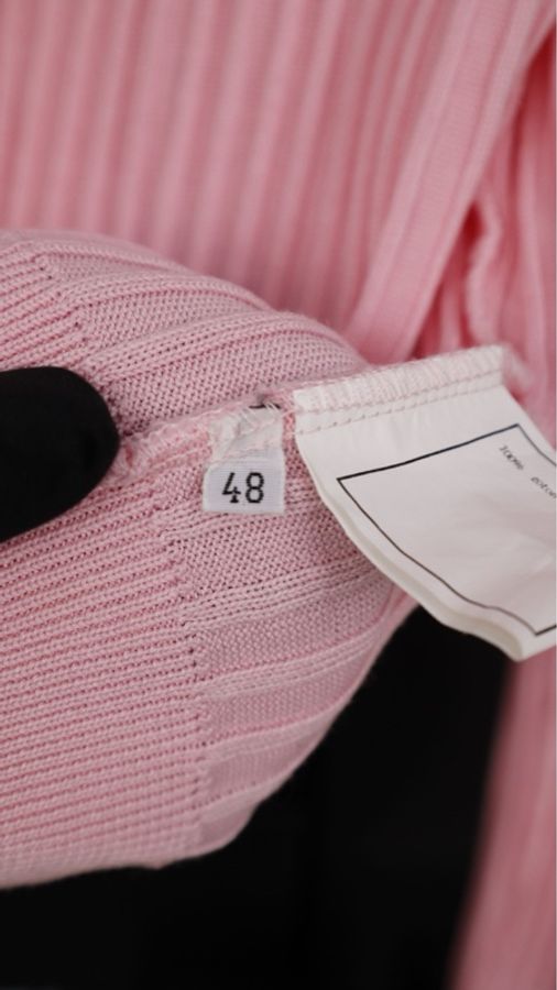 Chanel 97年粉蓝拼色羊毛两口袋针织开衫外套-15