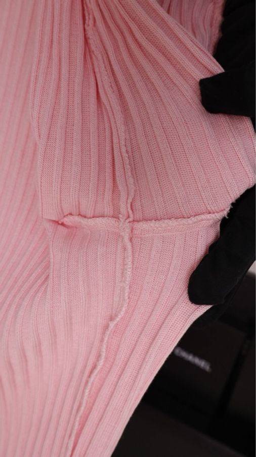Chanel 97年粉蓝拼色羊毛两口袋针织开衫外套-31