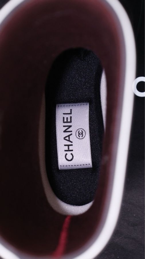 Chanel 19年昆凌同款黑白橡胶拼接中筒雨靴-27