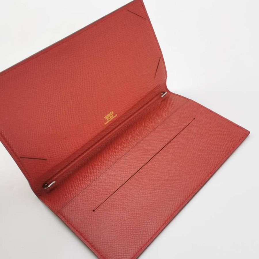 Hermes Vision II中古記事本套Epsom牛皮銀扣Q5國旗紅圈Z刻-5
