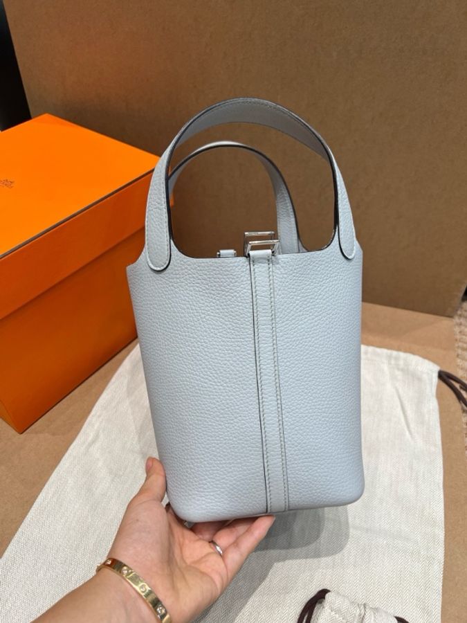 Hermes 愛馬仕 Picotin18 菜籃子18 手提包 聖杯藍銀扣-1