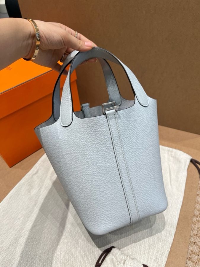 Hermes 愛馬仕 Picotin18 菜籃子18 手提包 聖杯藍銀扣-2