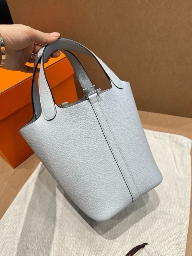 Hermes 愛馬仕 Picotin18 菜籃子18 手提包 聖杯藍銀扣-4