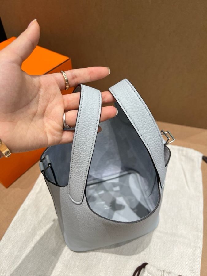 Hermes 愛馬仕 Picotin18 菜籃子18 手提包 聖杯藍銀扣-8