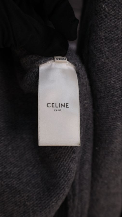 Celine灰色山羊绒针织套头连帽毛衣-11