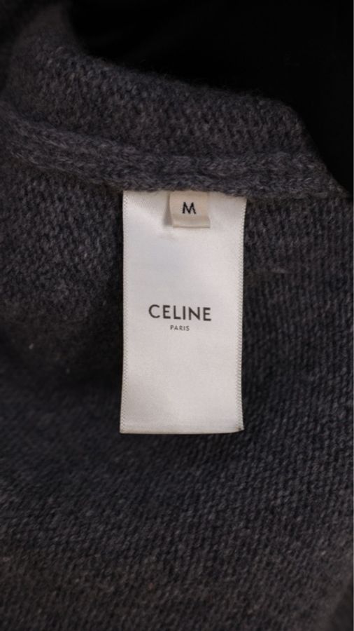 Celine灰色山羊绒针织套头连帽毛衣-18