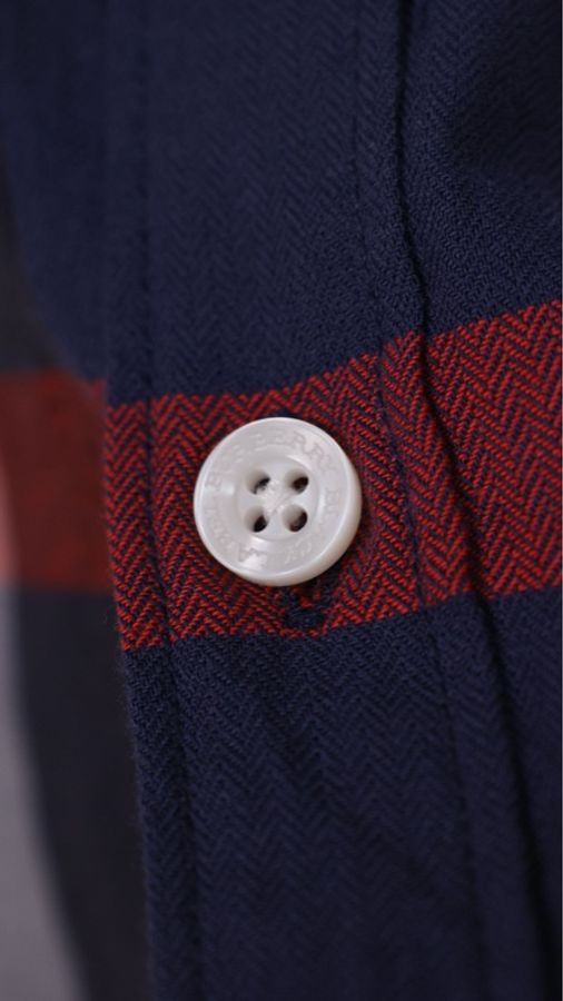 Burberry蓝色格纹短袖衬衫上衣-17