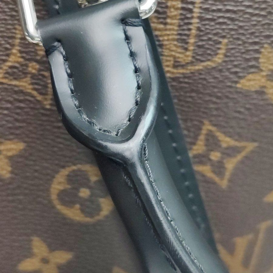 Louis Vuitton (LV) Keepall45牛皮Monogram印花加強飾帶圓筒包肩包行李箱包晶片款-30