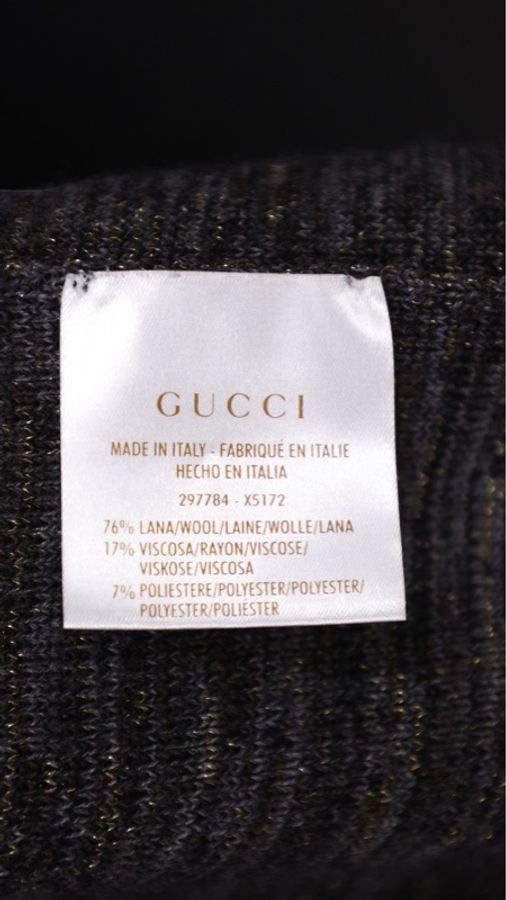 Gucci灰色细闪金标针织开衫外套-7