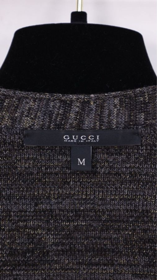 Gucci灰色细闪金标针织开衫外套-17
