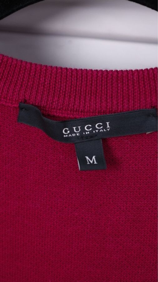 Gucci玫紫色羊毛针织圆领短袖连衣裙-6