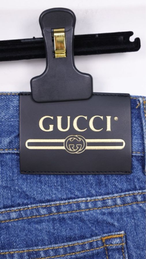 Gucci x Disney联名唐老鸭图案蓝色丹宁牛仔裤长裤-6