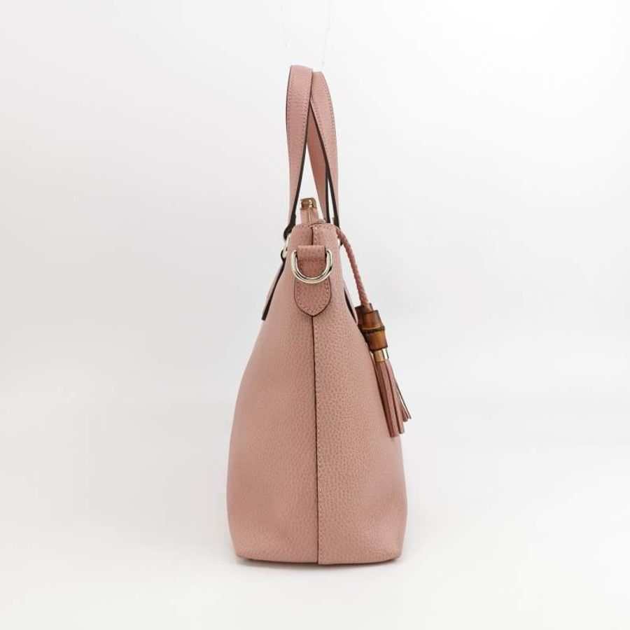 Gucci 牛皮純色字母Logo竹節流蘇單肩包-3