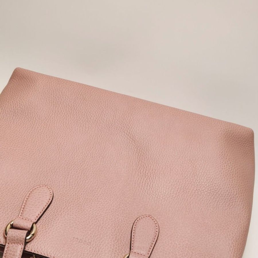 Gucci 牛皮純色字母Logo竹節流蘇單肩包-17
