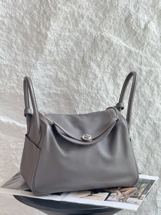 Hermes愛馬仕 Lindy30 錫器灰ec皮 X刻-0