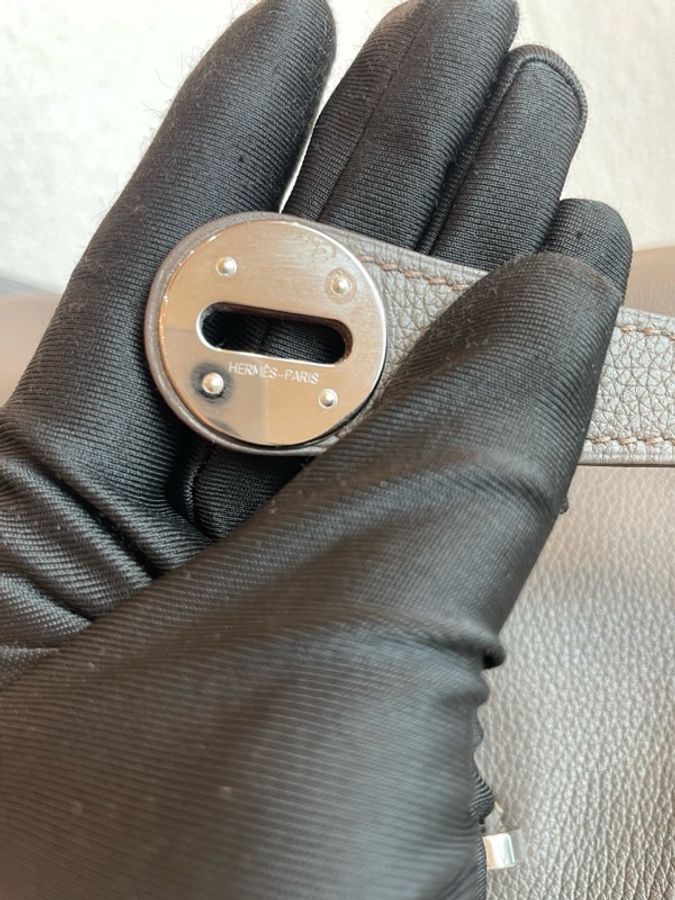 Hermes愛馬仕 Lindy30 錫器灰ec皮 X刻-13