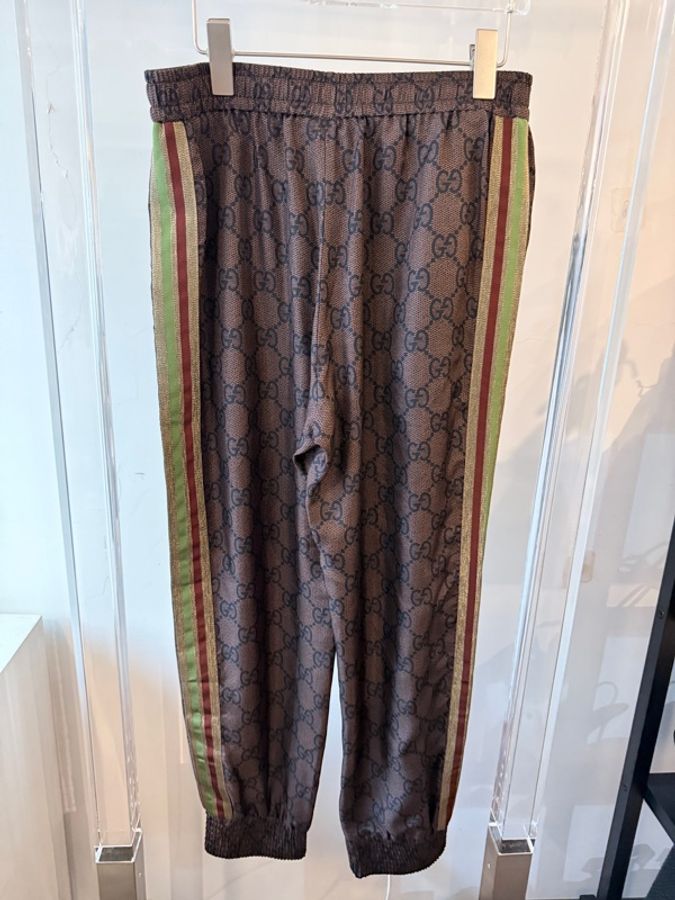 GUCCI✨Y2K棕色老花純蠶絲長褲 #L-1