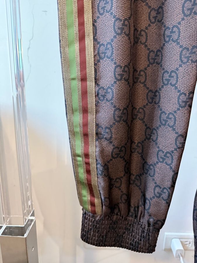 GUCCI✨Y2K棕色老花純蠶絲長褲 #L-8
