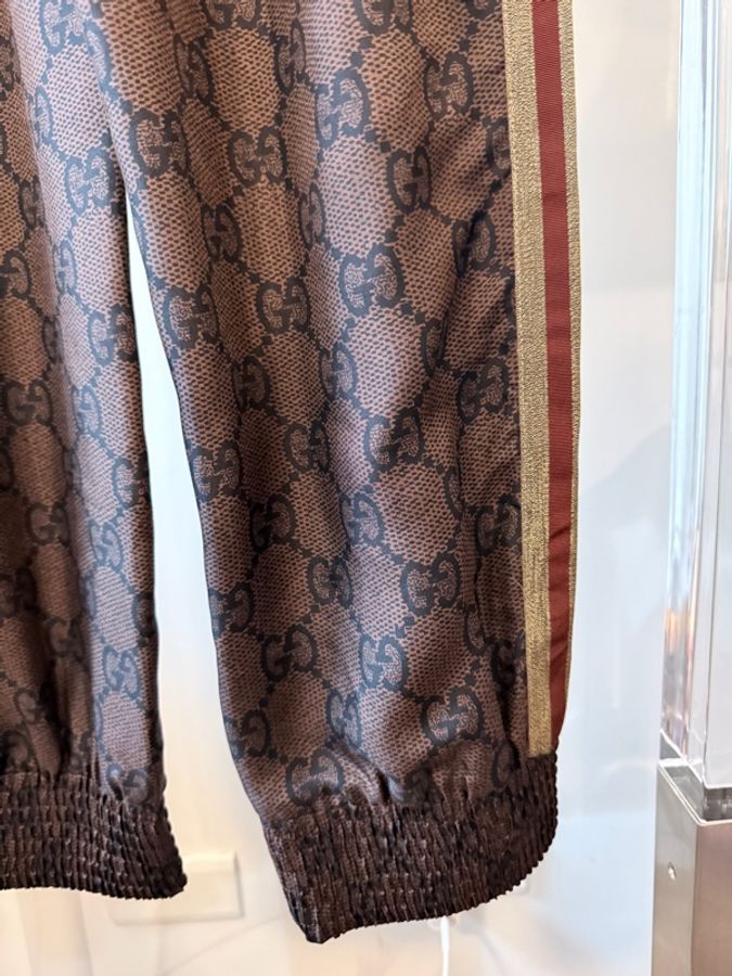 GUCCI✨Y2K棕色老花純蠶絲長褲 #L-9