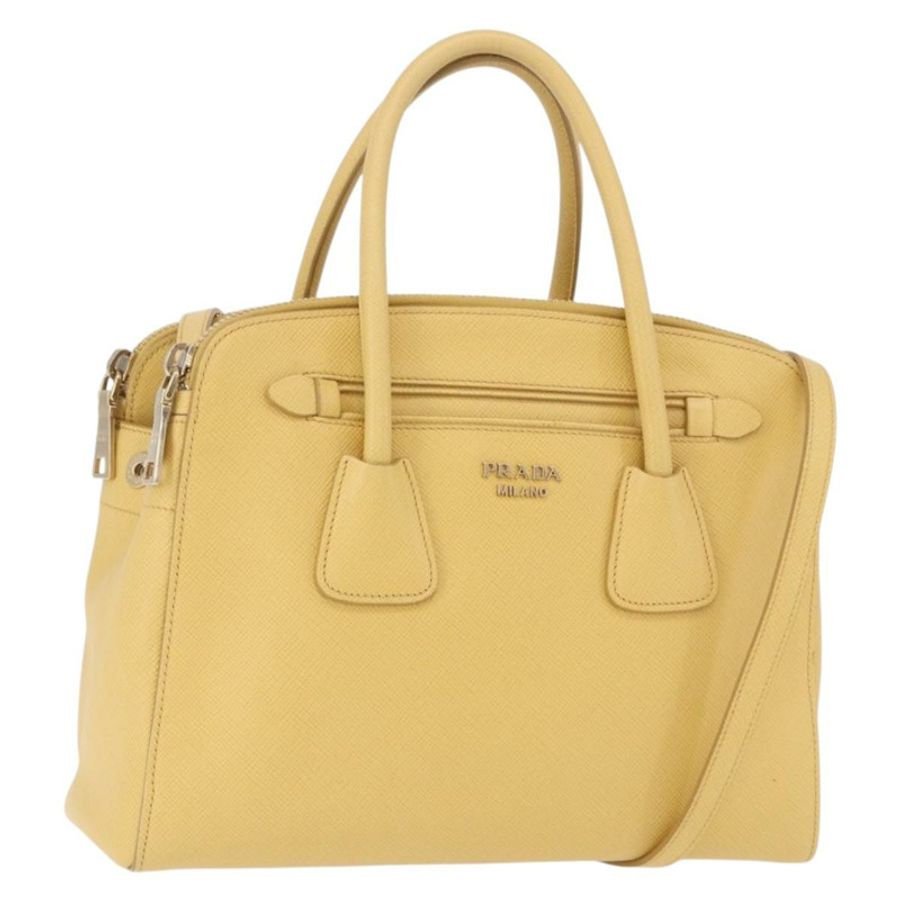 【日本直送】PRADA 手提包 Safiano 皮革 2way 黃金 Auth 186670A-0