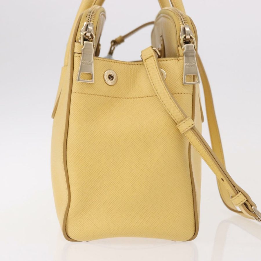 【日本直送】PRADA 手提包 Safiano 皮革 2way 黃金 Auth 186670A-3