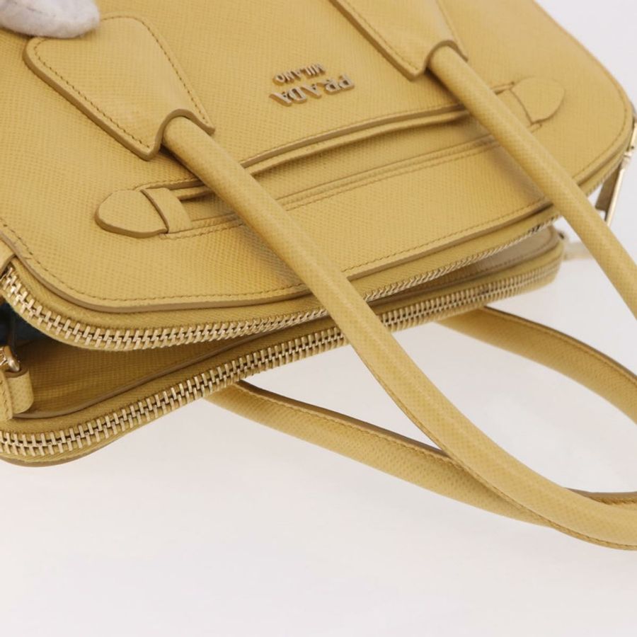 【日本直送】PRADA 手提包 Safiano 皮革 2way 黃金 Auth 186670A-5