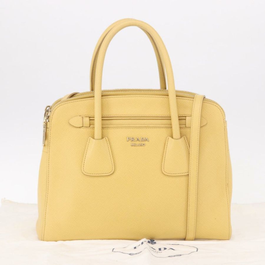 【日本直送】PRADA 手提包 Safiano 皮革 2way 黃金 Auth 186670A-11