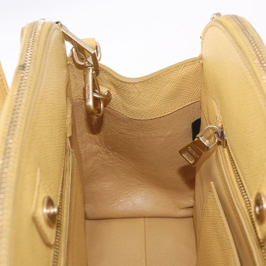 【日本直送】PRADA 手提包 Safiano 皮革 2way 黃金 Auth 186670A-21