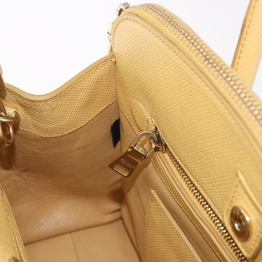 【日本直送】PRADA 手提包 Safiano 皮革 2way 黃金 Auth 186670A-22