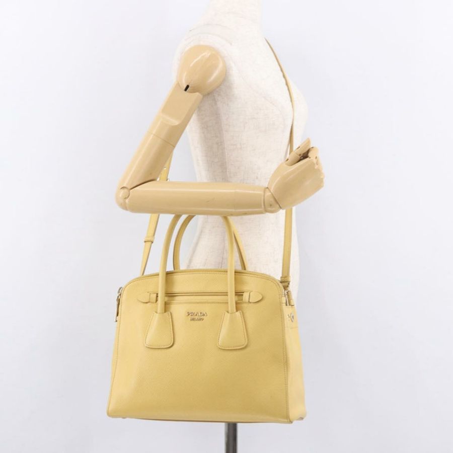 【日本直送】PRADA 手提包 Safiano 皮革 2way 黃金 Auth 186670A-25