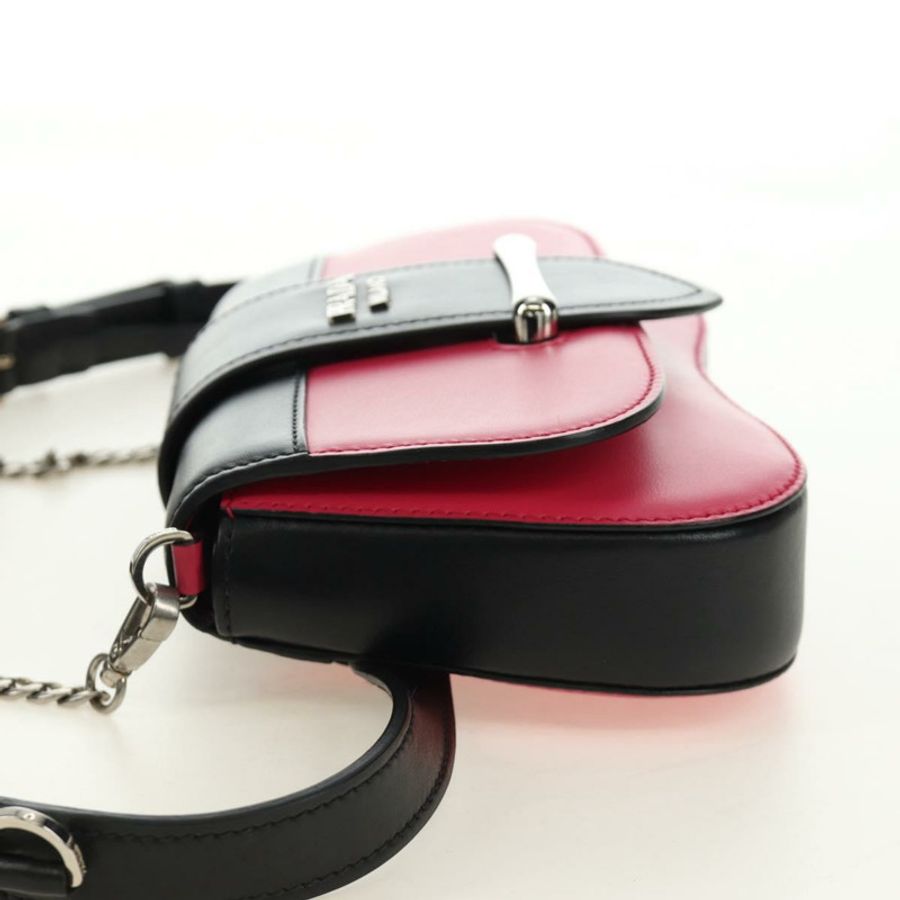 【日本直送】PRADA Sydney 鏈條單肩包 皮革 兩用 黑色 粉紅色 銀色 正品 186637SAM-2
