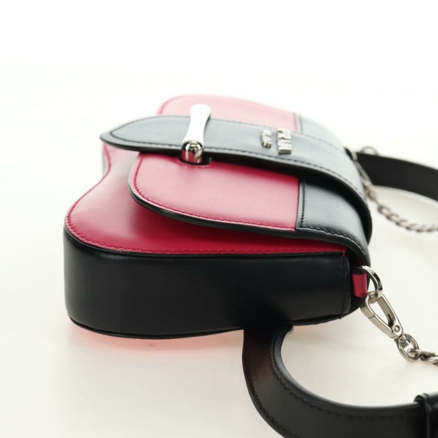 【日本直送】PRADA Sydney 鏈條單肩包 皮革 兩用 黑色 粉紅色 銀色 正品 186637SAM-3
