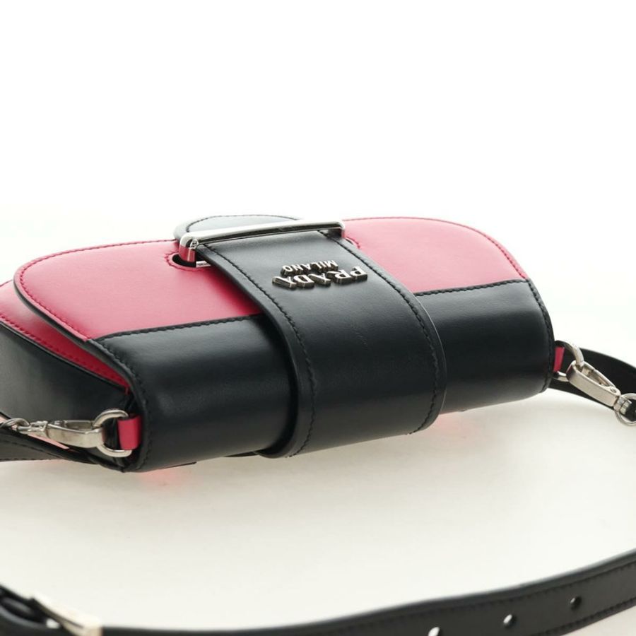 【日本直送】PRADA Sydney 鏈條單肩包 皮革 兩用 黑色 粉紅色 銀色 正品 186637SAM-5