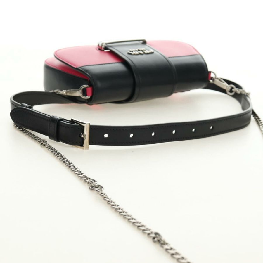 【日本直送】PRADA Sydney 鏈條單肩包 皮革 兩用 黑色 粉紅色 銀色 正品 186637SAM-6