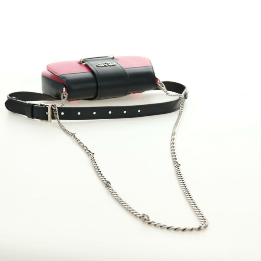 【日本直送】PRADA Sydney 鏈條單肩包 皮革 兩用 黑色 粉紅色 銀色 正品 186637SAM-8