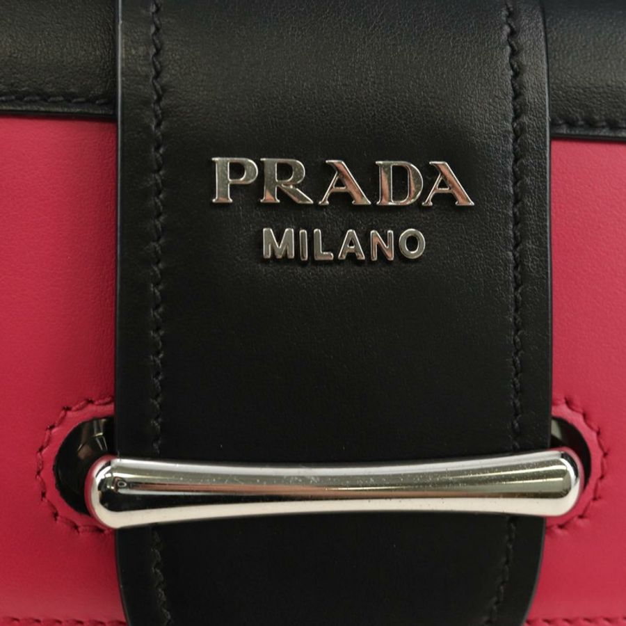 【日本直送】PRADA Sydney 鏈條單肩包 皮革 兩用 黑色 粉紅色 銀色 正品 186637SAM-21