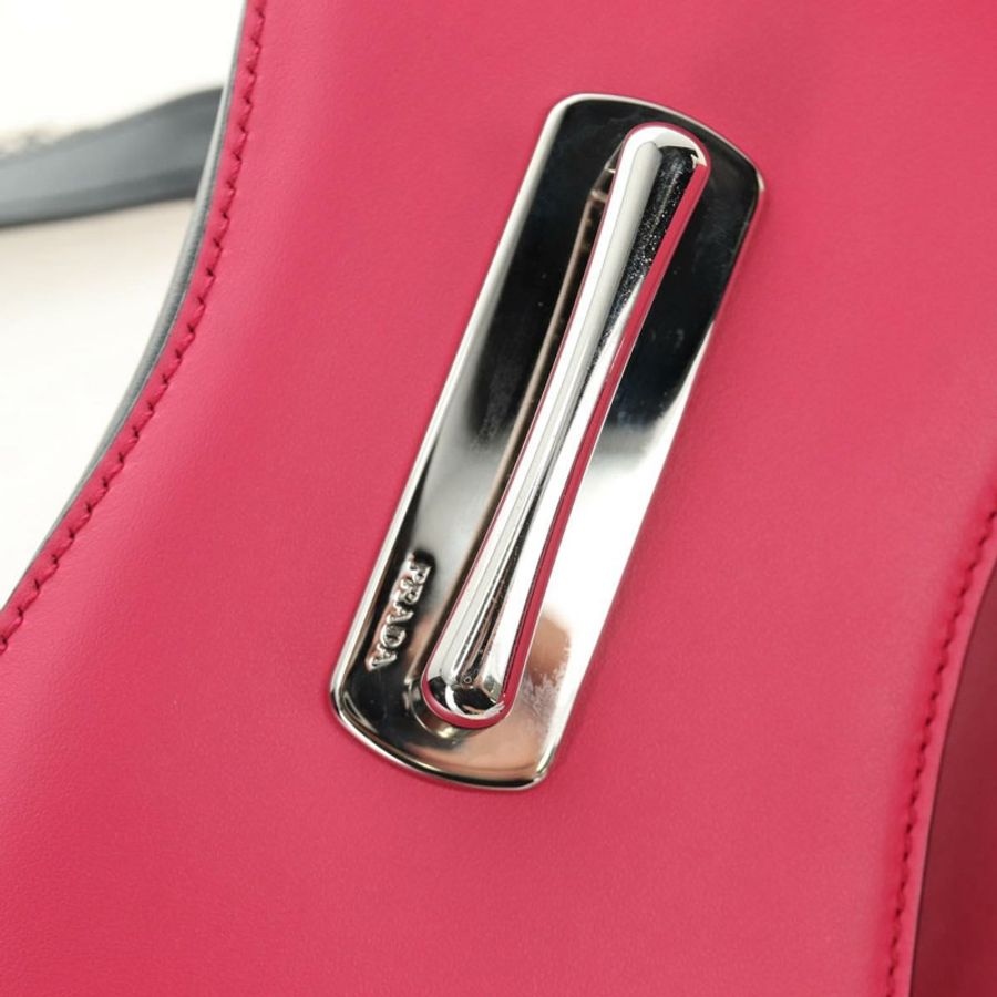 【日本直送】PRADA Sydney 鏈條單肩包 皮革 兩用 黑色 粉紅色 銀色 正品 186637SAM-23