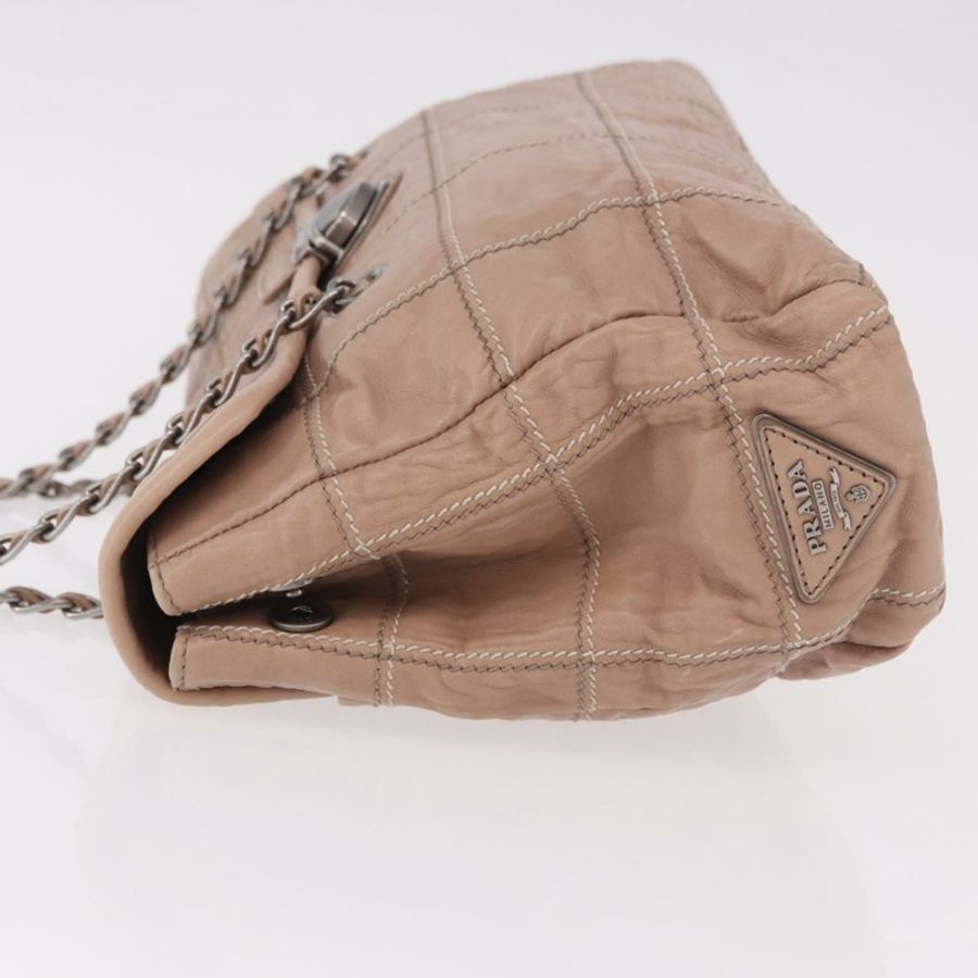【日本直送】PRADA 鏈條單肩包 皮革 粉紅色 銀色 正品 gh2200A-5
