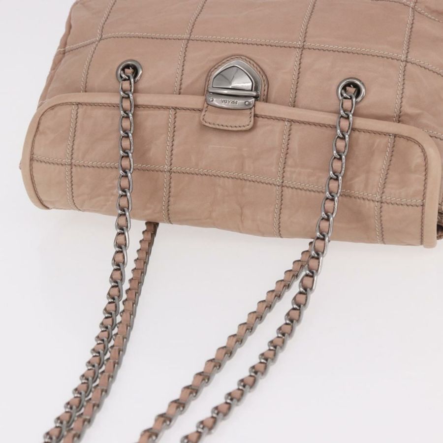 【日本直送】PRADA 鏈條單肩包 皮革 粉紅色 銀色 正品 gh2200A-7