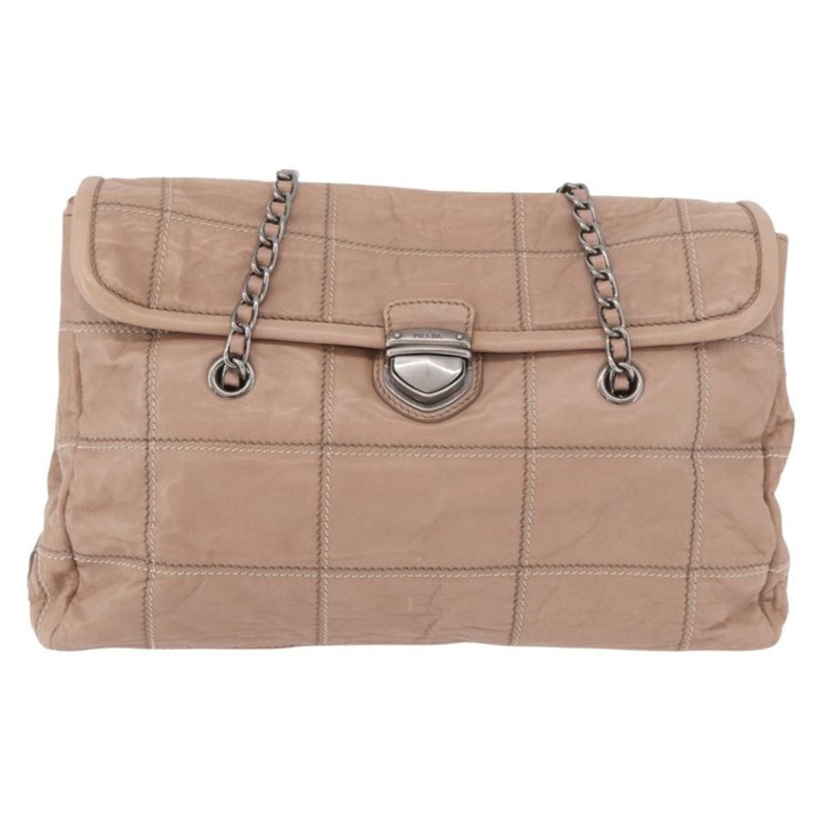 【日本直送】PRADA 鏈條單肩包 皮革 粉紅色 銀色 正品 gh2200A-12