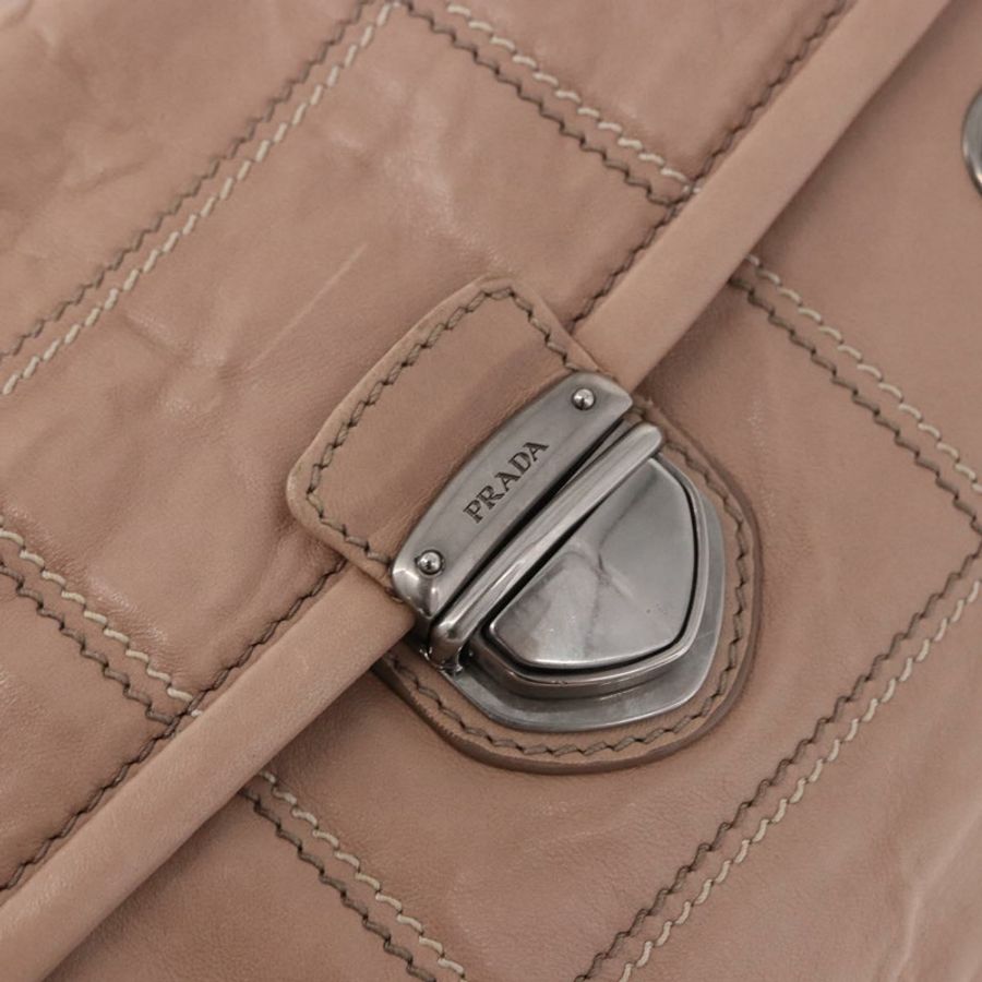 【日本直送】PRADA 鏈條單肩包 皮革 粉紅色 銀色 正品 gh2200A-18