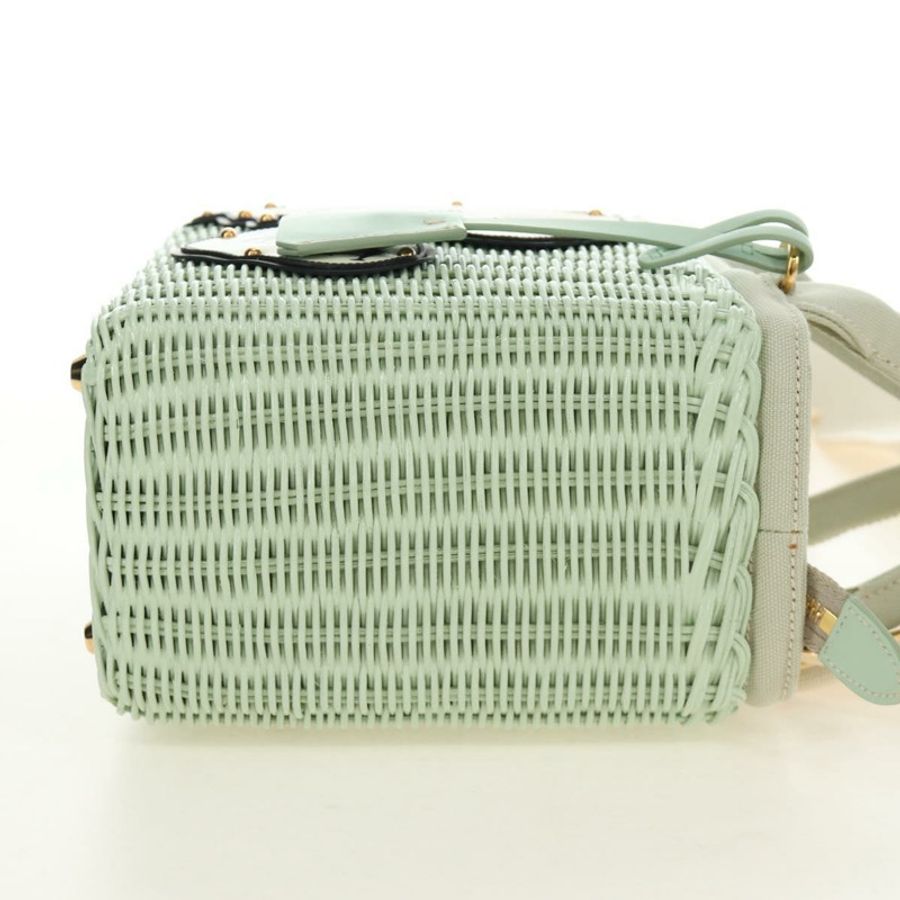 【日本直送】PRADA 藤編兩用手提包 綠色金色 正品 190430SAM-3