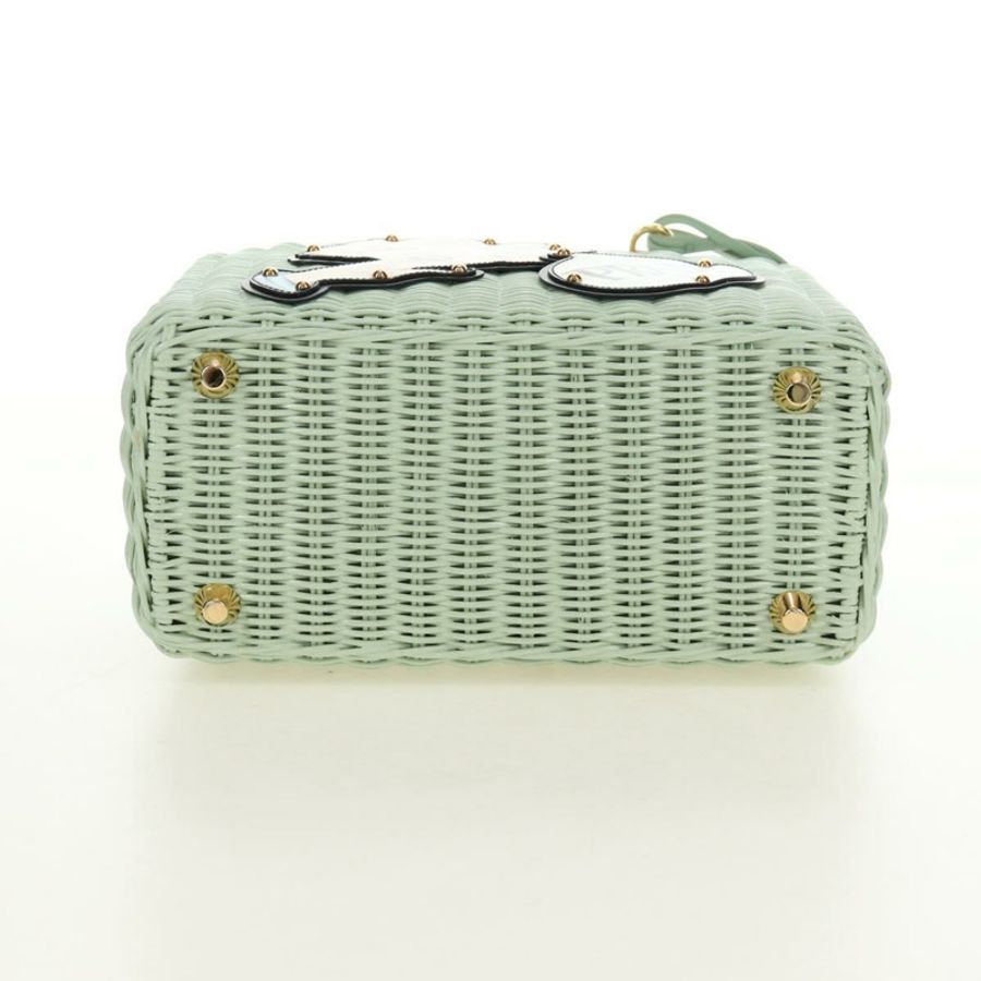 【日本直送】PRADA 藤編兩用手提包 綠色金色 正品 190430SAM-4
