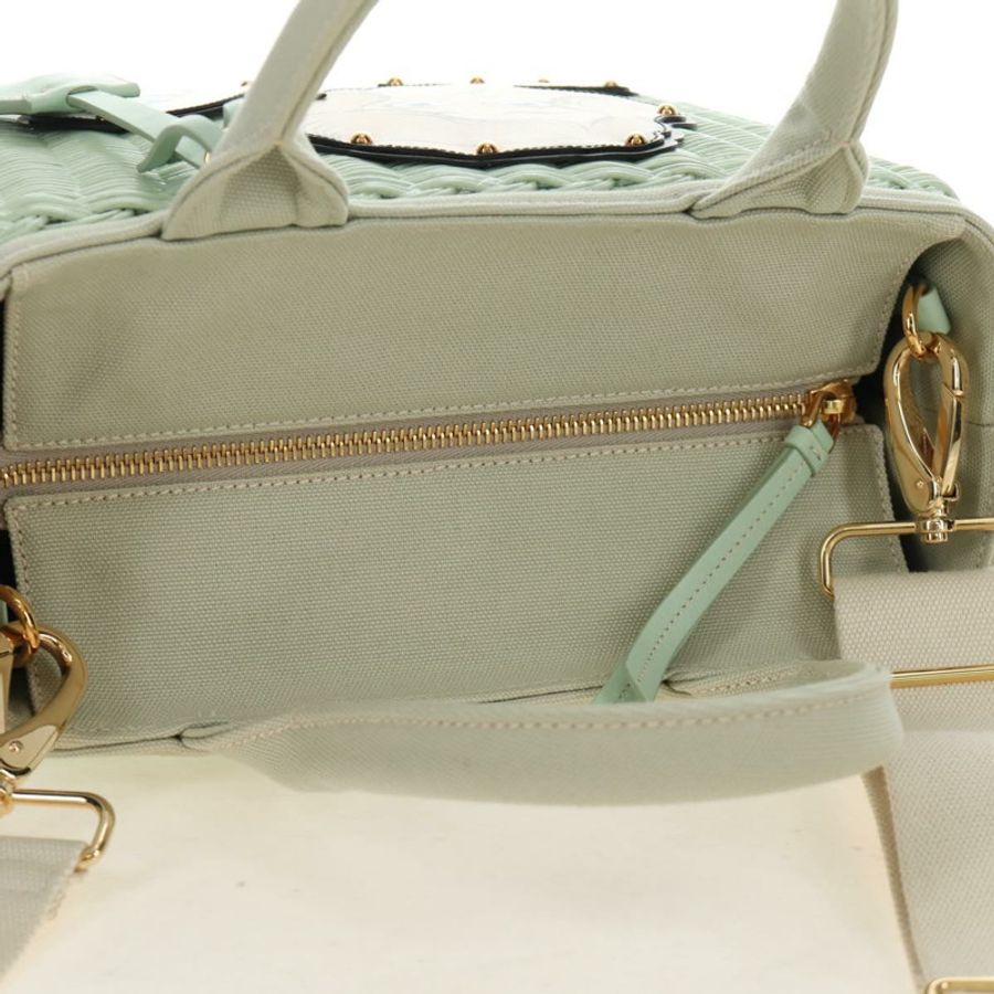 【日本直送】PRADA 藤編兩用手提包 綠色金色 正品 190430SAM-5