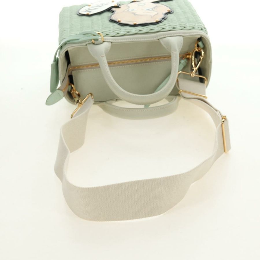 【日本直送】PRADA 藤編兩用手提包 綠色金色 正品 190430SAM-7