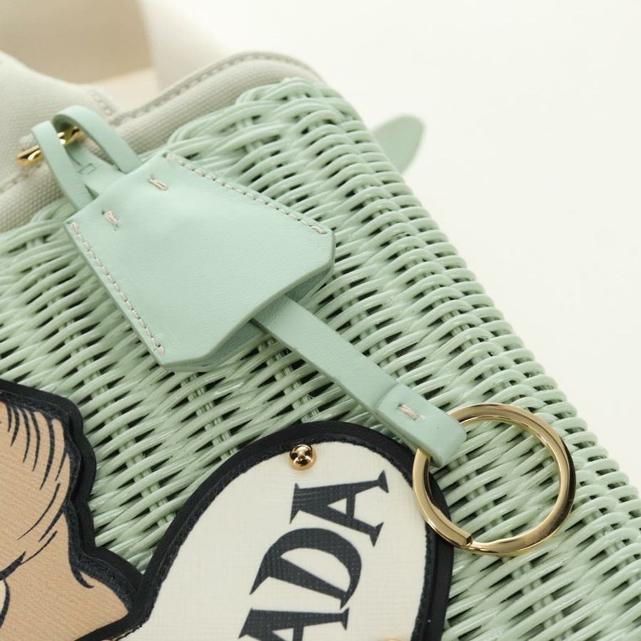 【日本直送】PRADA 藤編兩用手提包 綠色金色 正品 190430SAM-21