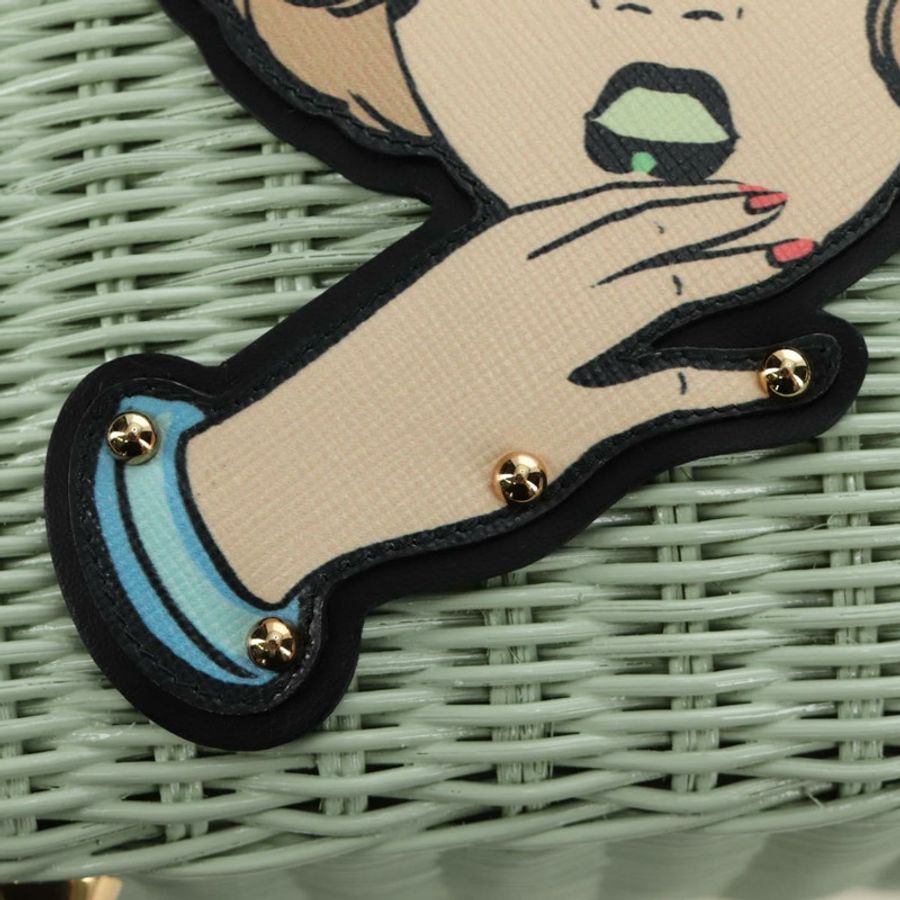 【日本直送】PRADA 藤編兩用手提包 綠色金色 正品 190430SAM-24
