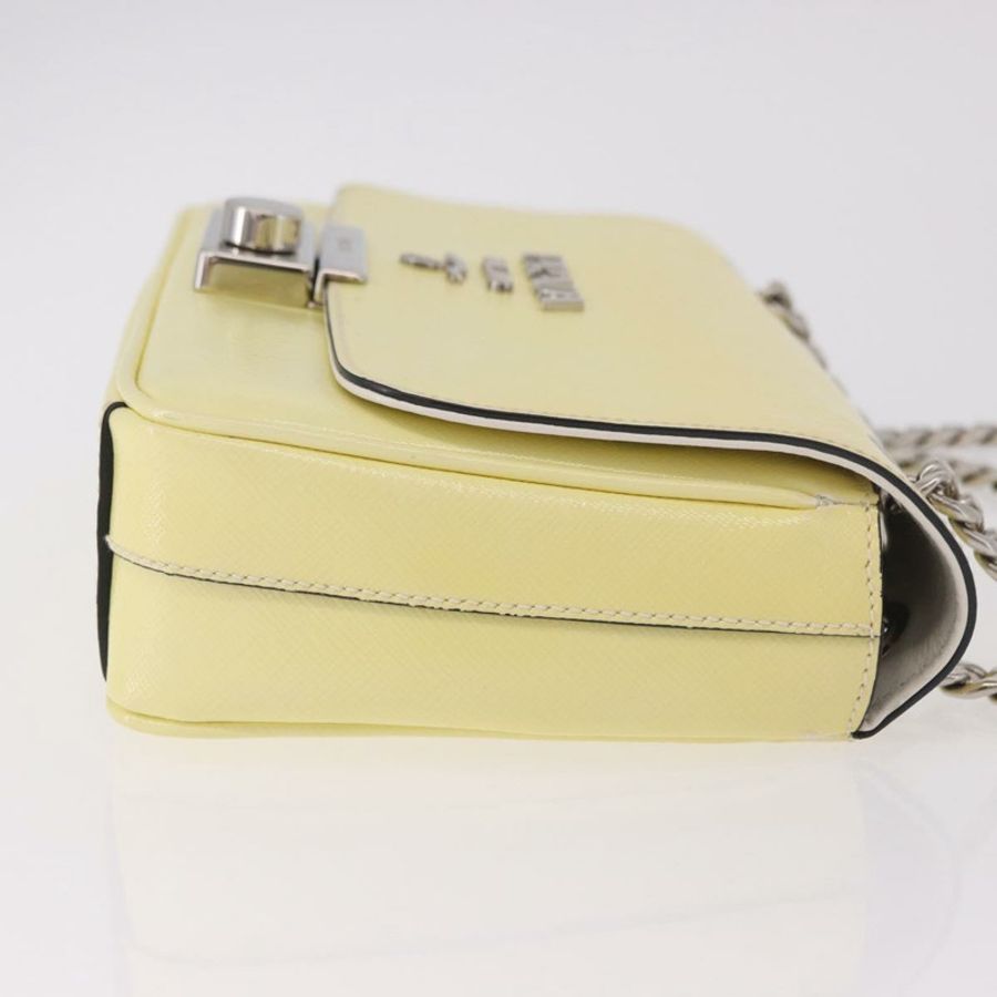 【日本直送】PRADA 鏈條單肩包 Safiano 皮革 黃色 銀色 正品 190027A-2