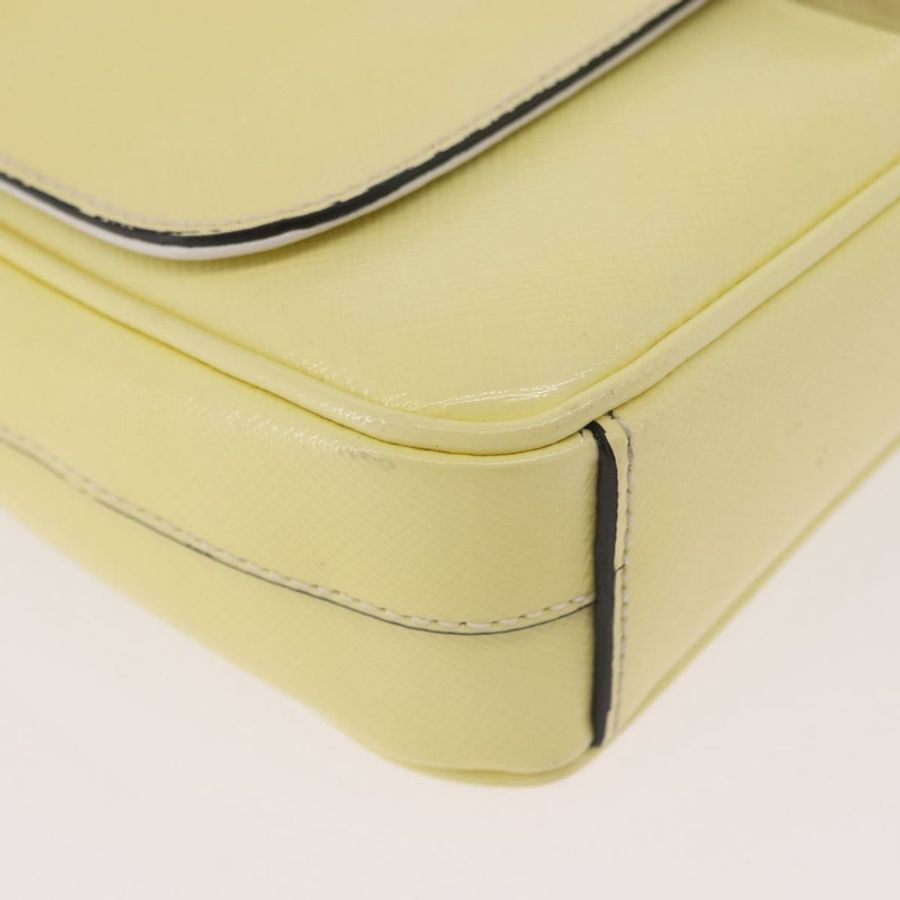 【日本直送】PRADA 鏈條單肩包 Safiano 皮革 黃色 銀色 正品 190027A-14